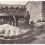 Pieces uncrated on Liberty Island, 1885.